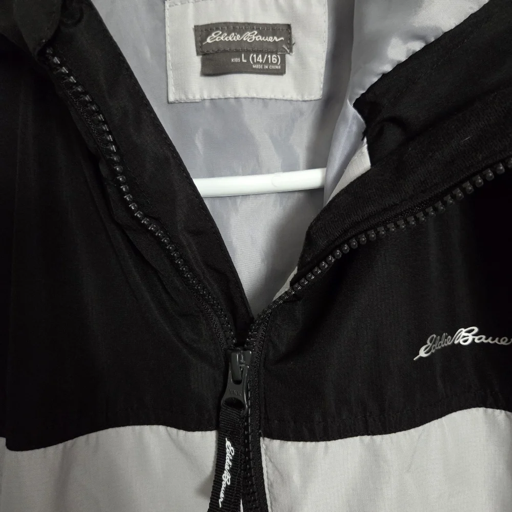 Eddie Bauer boys Two-Tone Black and Gray Raincoat - Picture 2 of 3